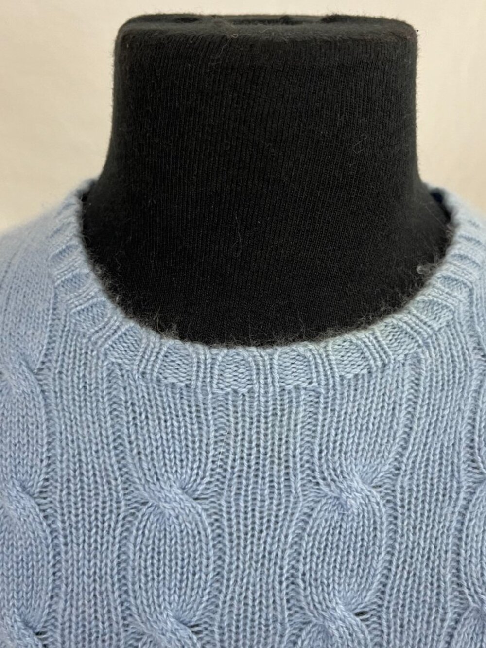 Ralph Lauren 100% Cashmere vintage blue cable knit crewneck sweater size S - Picture 5 of 7